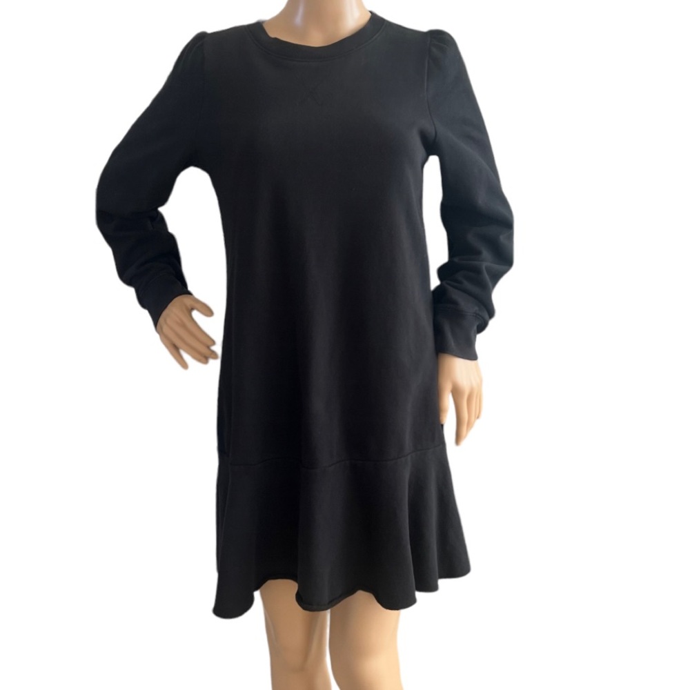 Gap Women Sweatshirt Dress Puff Sleeve Ruffled Bottom